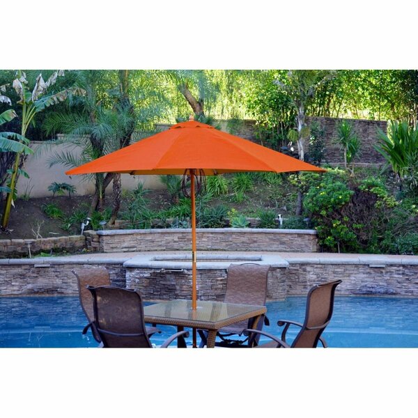 Propation 9 ft. Wood Market Umbrella, Orange PR330851